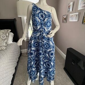 M45 - Talbots, One Shoulder Sateen Shibori Dress, size 10